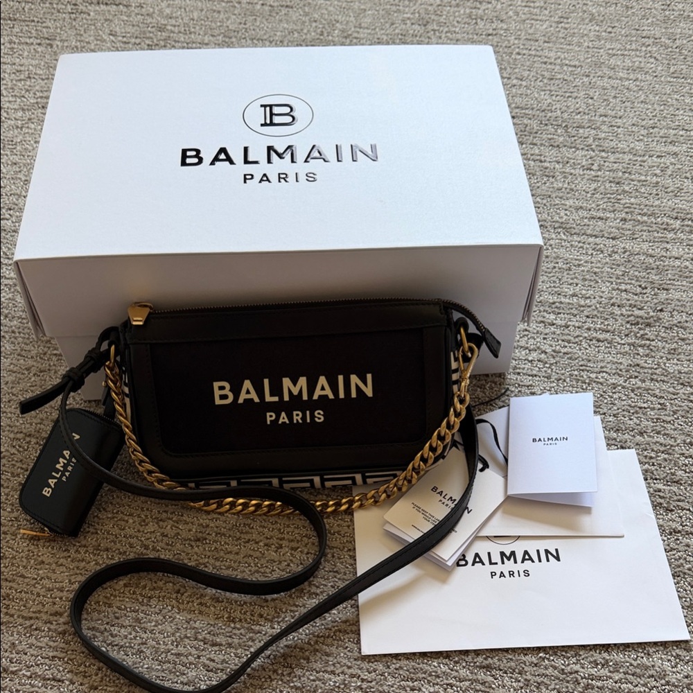 Balmain Black and Gold Chain Bag